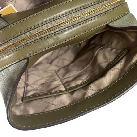 MICHAEL KORS MK Raven Pebble Leather Medium Backpack Handbag Olive Green $328 - Picture 9 of 16